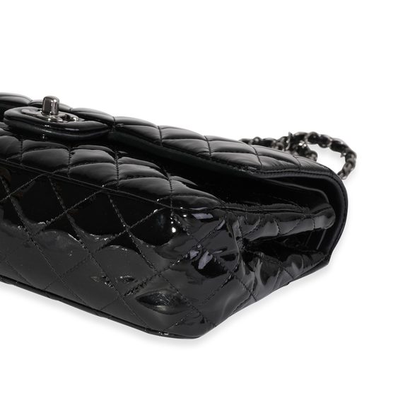 Chanel Black Quilted Patent Leather Medium Classic Double Flap Bag - Picture 7 of 8